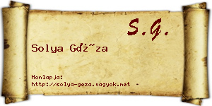 Solya Géza névjegykártya