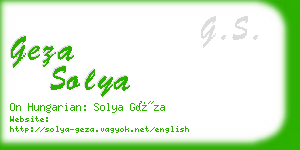 geza solya business card